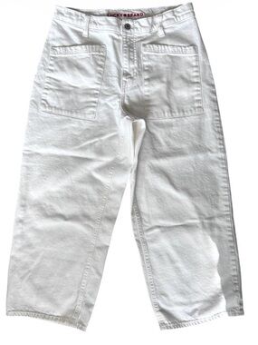 Lucky Brand White Utility Wide Leg Cropped Jeans - Size 10